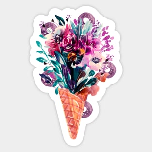 Summer Glaze, summer flowers bouquet handmade watercolor Sticker